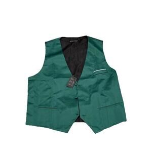 Barry Wang Shinny Green Vest With faux White Pocket szL Waiter/Prom